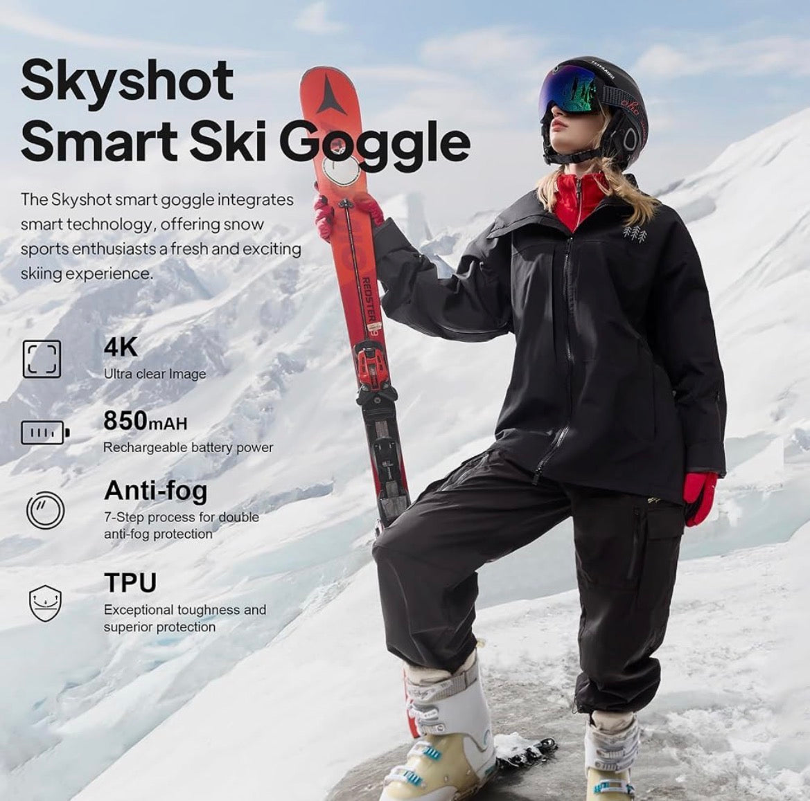 Smart Gogle Narciarskie z kamerą